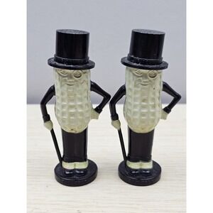 Vintage Planters Mr. Peanut Salt and Pepper Shakers Made in USA Pyro 4" 1950's
